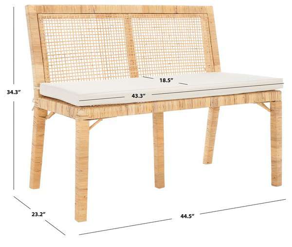Safavieh Civility Antique Webbing Sofa Bench - Natural - Image 3