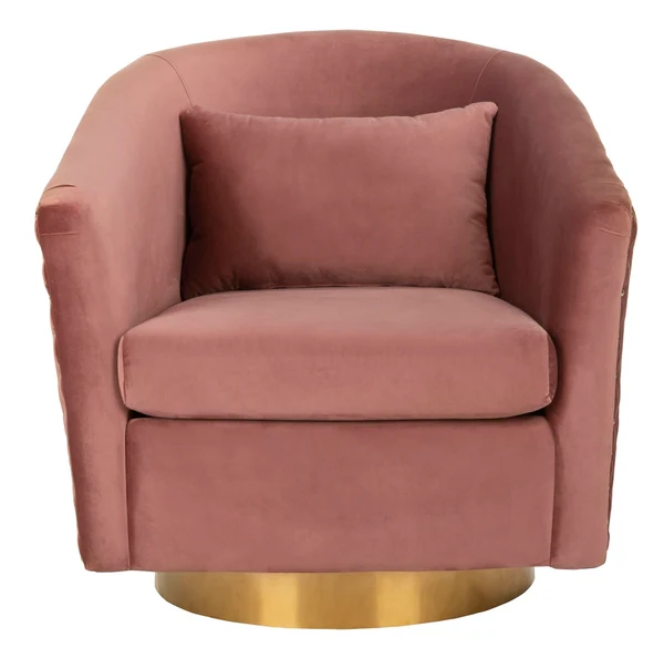 Safavieh Clara Quilted Swivel Tub Chair - Dusty Rose - Image 2