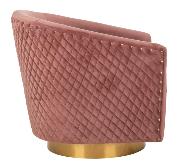 Safavieh Clara Quilted Swivel Tub Chair - Dusty Rose - Image 4