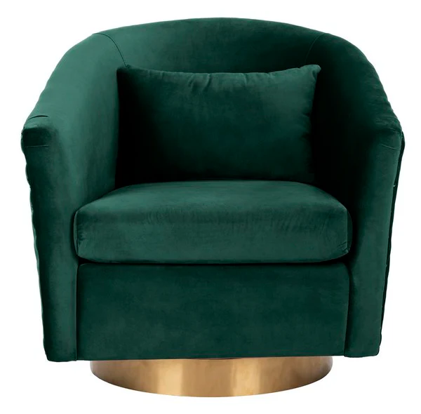Safavieh Clara Quilted Swivel Tub Chair - Emerald - Image 2