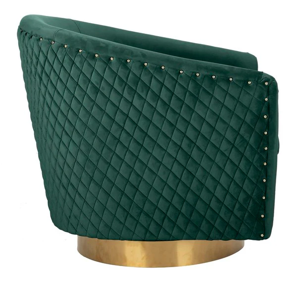 Safavieh Clara Quilted Swivel Tub Chair - Emerald - Image 4