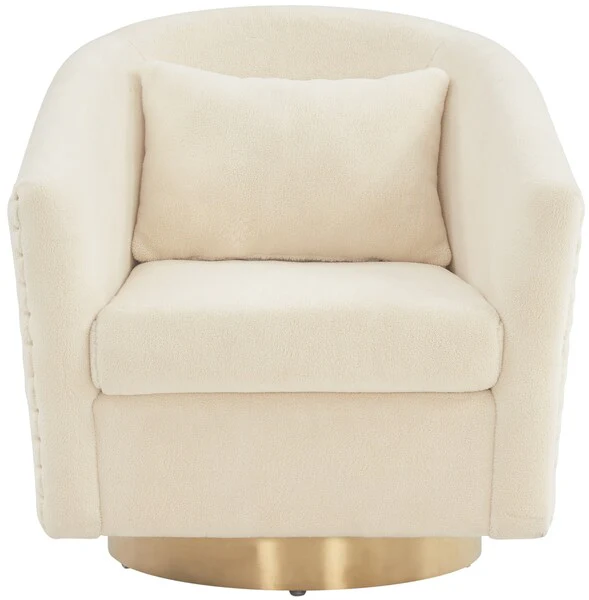 Safavieh Clara Quilted Swivel Tub Chair - Ivory - Image 2