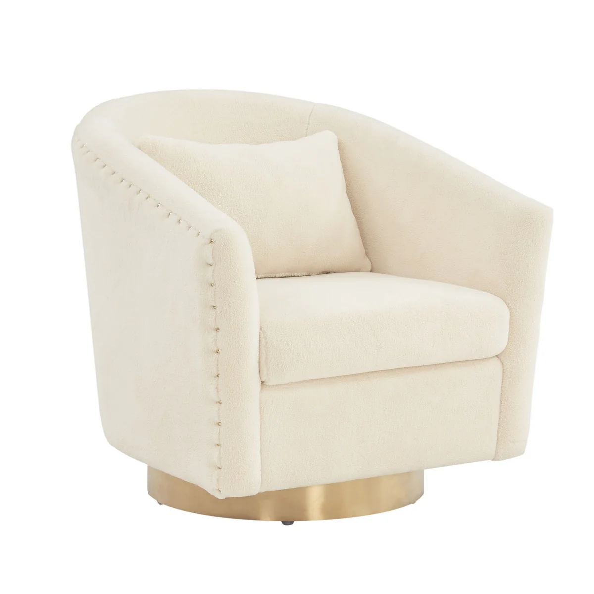 Safavieh Clara Quilted Swivel Tub Chair - Ivory - Image 3