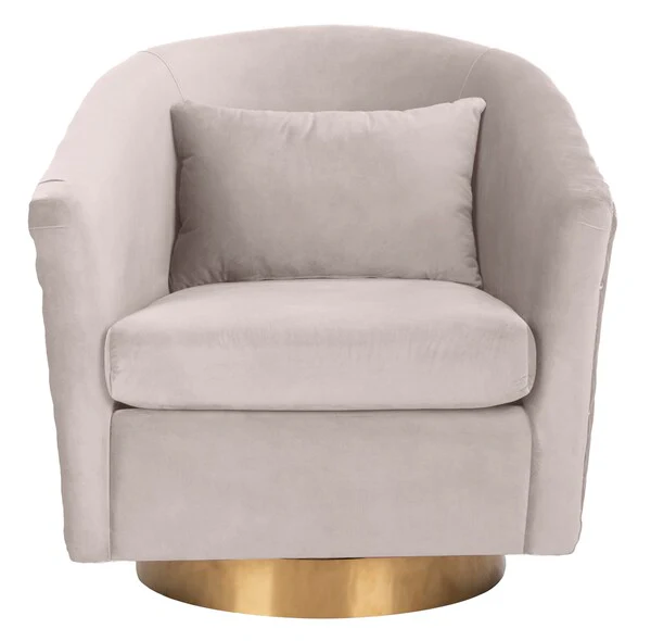 Safavieh Clara Quilted Swivel Tub Chair - Pale Taupe - Image 2
