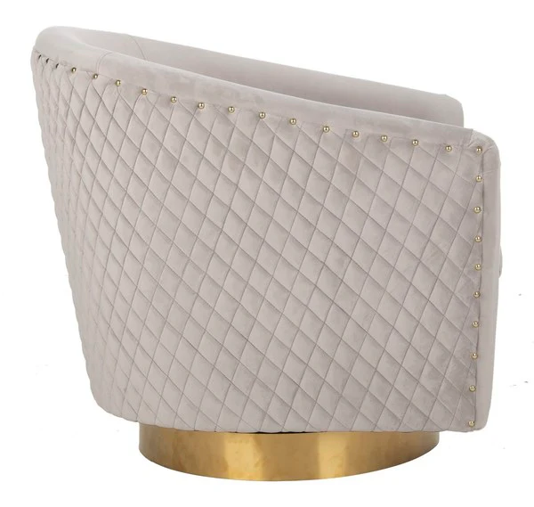 Safavieh Clara Quilted Swivel Tub Chair - Pale Taupe - Image 4