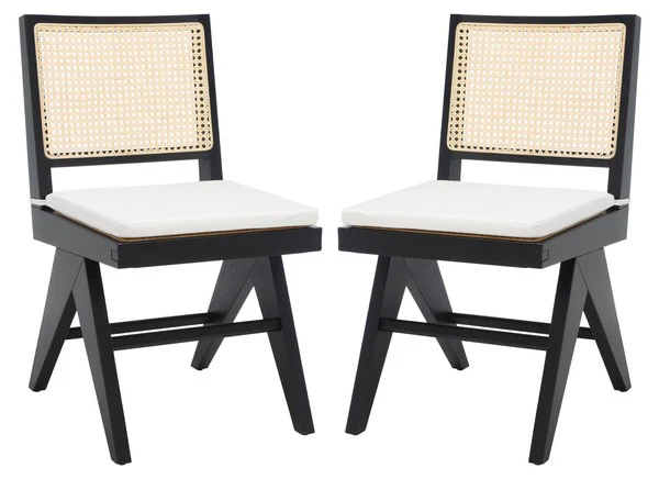 Safavieh Colette Rattan Dining Chair Set Of 2 - Black - Image 4