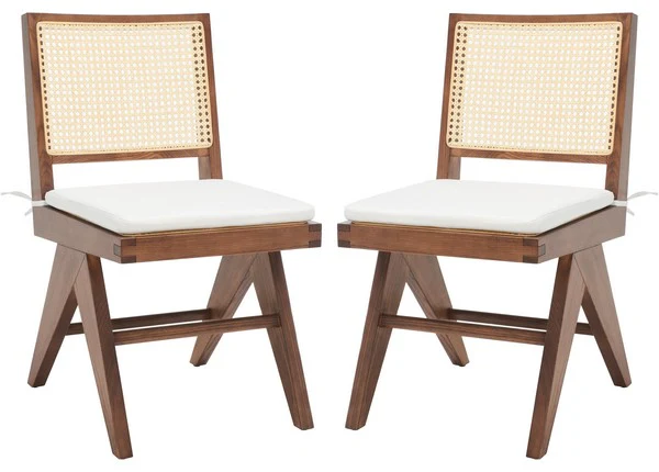 Safavieh Colette Rattan Dining Chair Set Of 2 - Walnut - Image 4