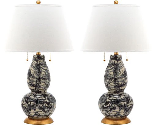 Safavieh Color Swirls 28-Inch H Glass Table Lamp Set Of 2 - Black - Image 2