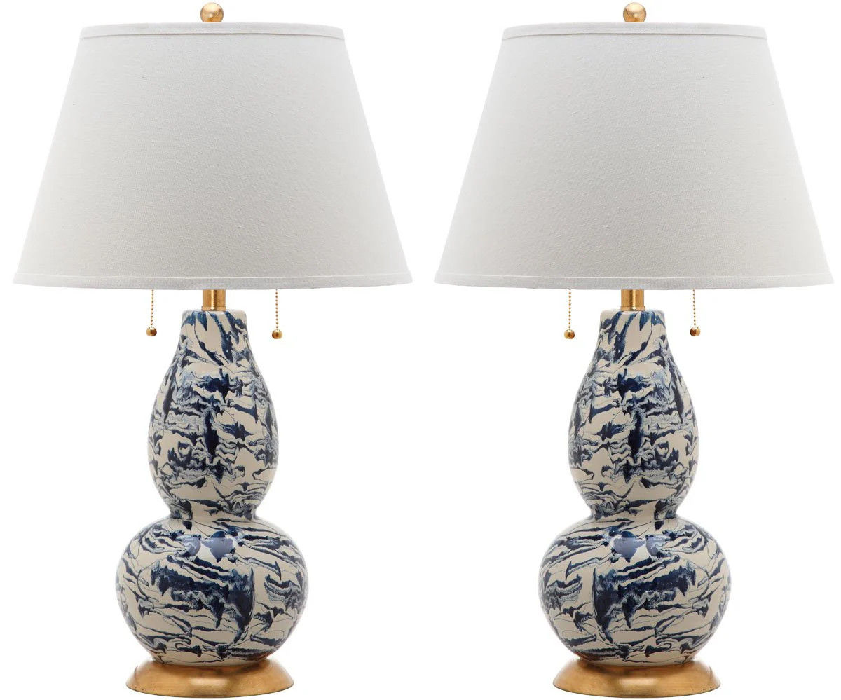 Safavieh Color Swirls 28-Inch H Glass Table Lamp Set Of 2 - Navy - Image 2