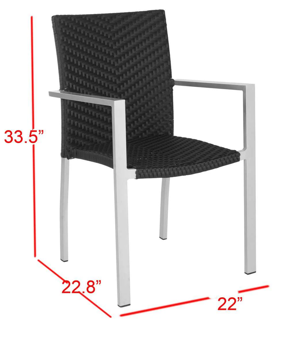 Safavieh Cordova Indoor-Outdoor Stacking Armchair Set Of 2 - Black - Image 2