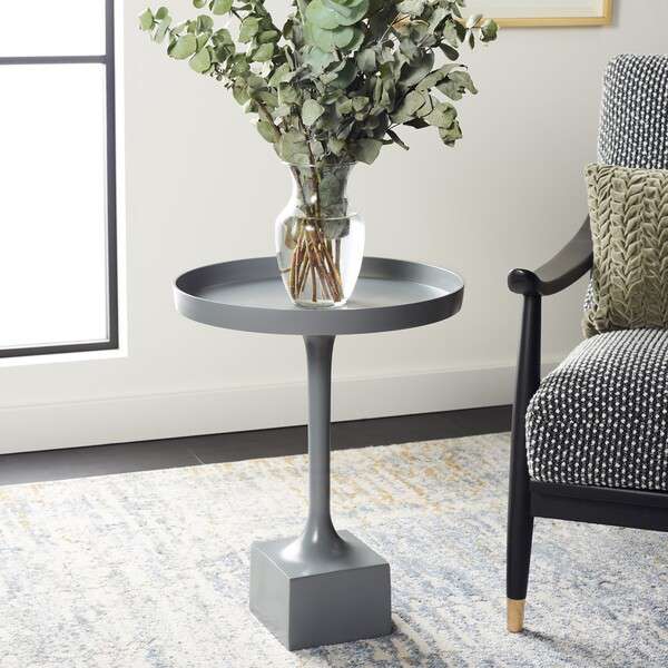 Safavieh Corvus Round Side Table - Dark Gray - Image 4