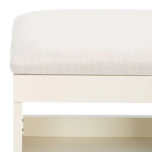 Safavieh Cricket Open Shelf Bench W/ Cushion - Cream Linen - Image 3