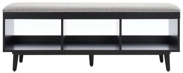 Safavieh Cricket Open Shelf Bench W/ Cushion - Gray Linen - Image 2