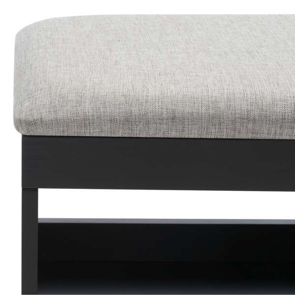 Safavieh Cricket Open Shelf Bench W/ Cushion - Gray Linen - Image 3