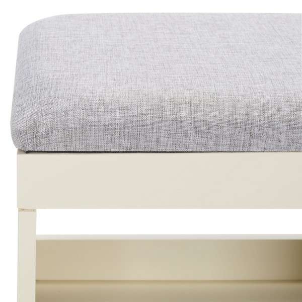 Safavieh Cricket Open Shelf Bench W/ Cushion - Gray Linen - Image 3