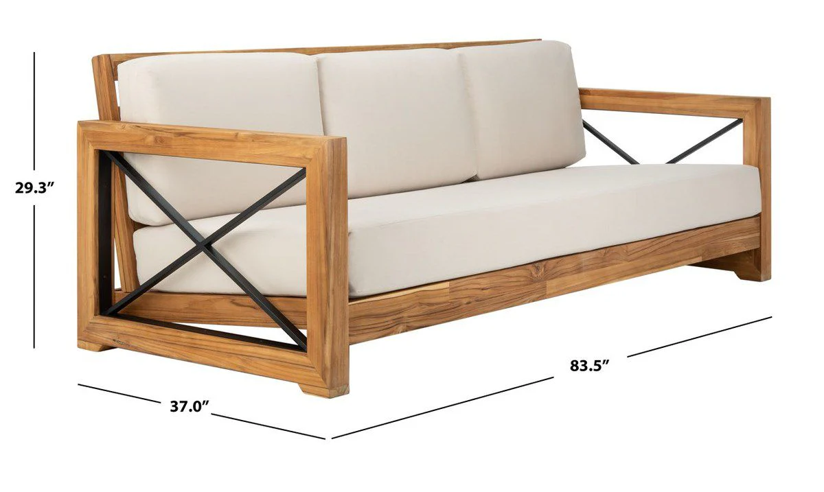 Safavieh Curacao Teak 3-Seat Sofa - Natural - Image 4