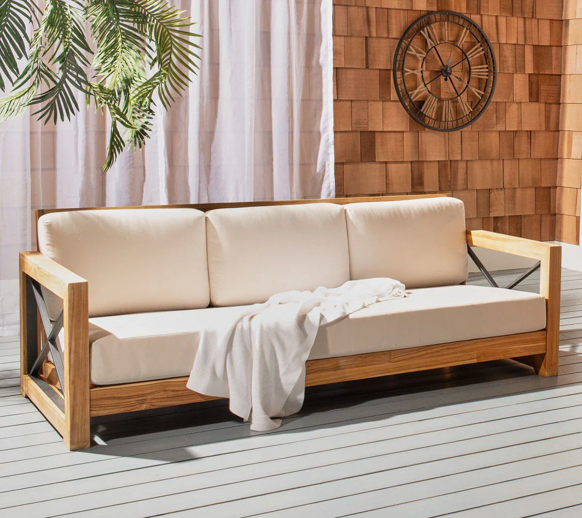 Safavieh Curacao Teak 3-Seat Sofa - Natural - Image 5