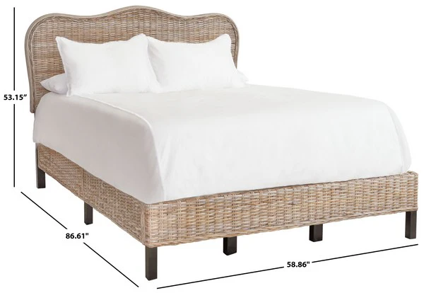 Safavieh Daejon Rattan Bed Queen Size - Grey - Image 4