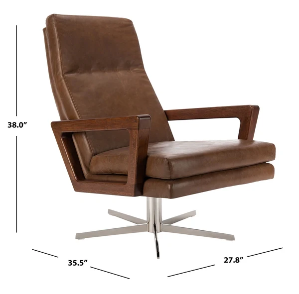 Safavieh Damien Swivel Arm Chair - Chocolate - Image 4