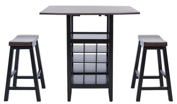 Safavieh Emeric 3 Pc Set Drop Leaf Pub Table - Dark Espresso - Image 2