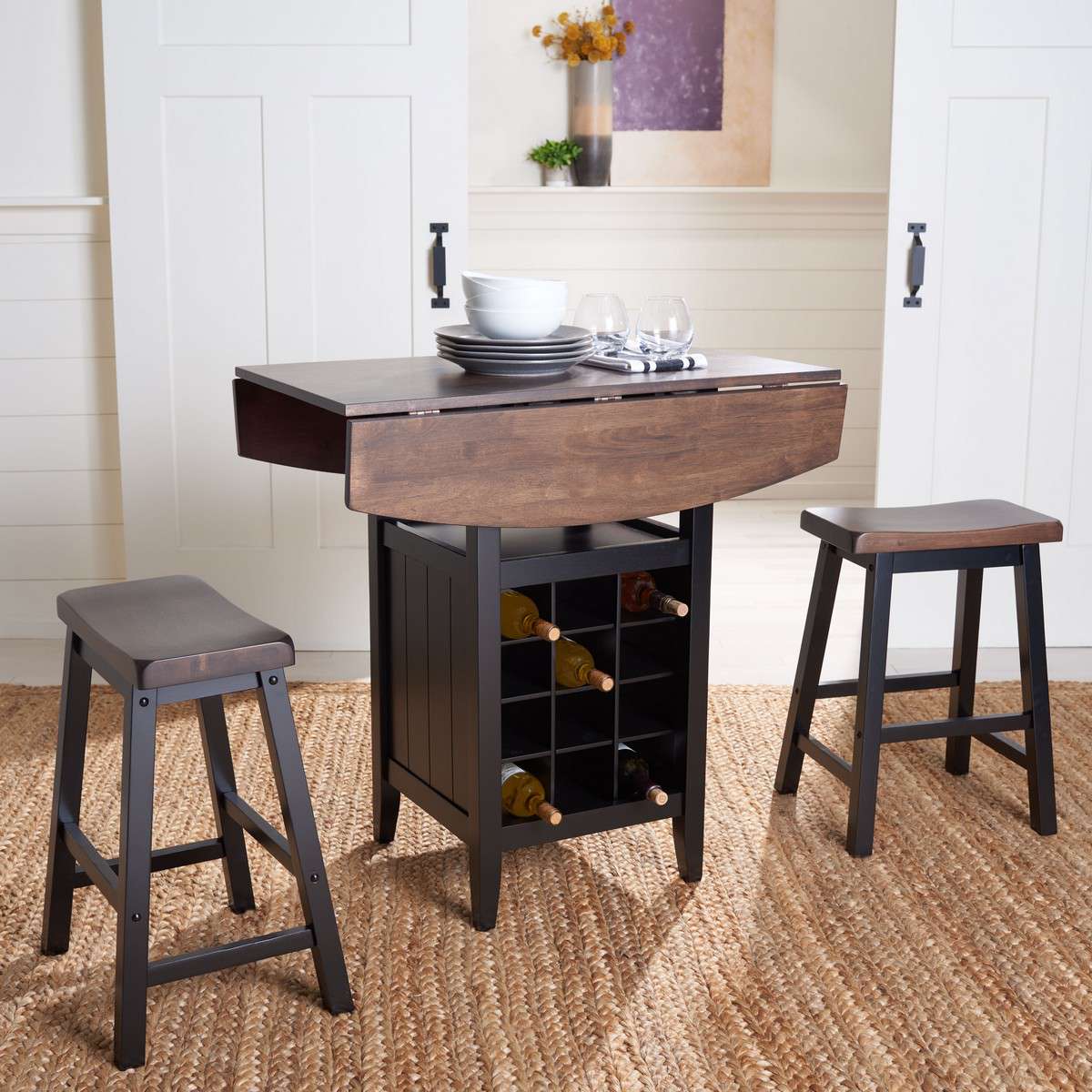 Safavieh Emeric 3 Pc Set Drop Leaf Pub Table - Dark Espresso - Image 4