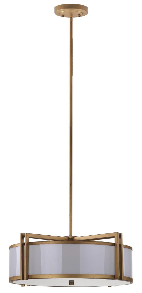 Safavieh Dark Grey 5 Light Antique Gold 21 Inch Dia Drum Adjustable Pendant Light - Antique Gold - Image 2