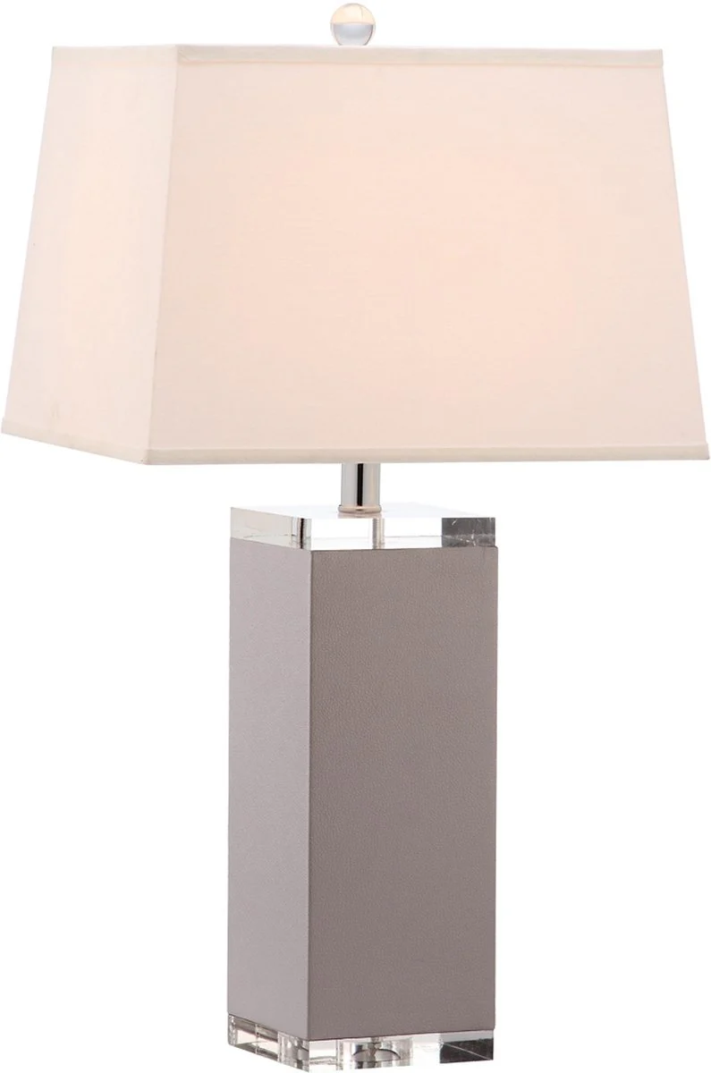 Safavieh Deco 27-Inch H Leather Table Lamp Set Of 2 - Grey - Image 3