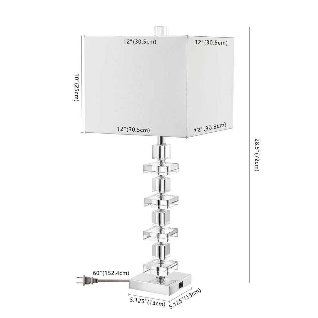 Safavieh Deco Crystal, 28.5 Inch, Crystal, Table Lamp Set Of 2 W/ Usb Port? Set Of 2 - Clear - Image 2