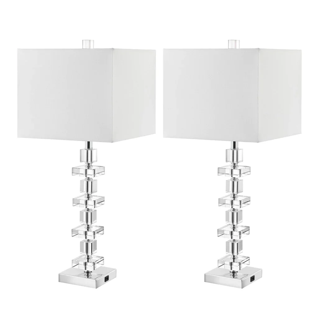 Safavieh Deco Crystal, 28.5 Inch, Crystal, Table Lamp Set Of 2 W/ Usb Port? Set Of 2 - Clear - Image 3