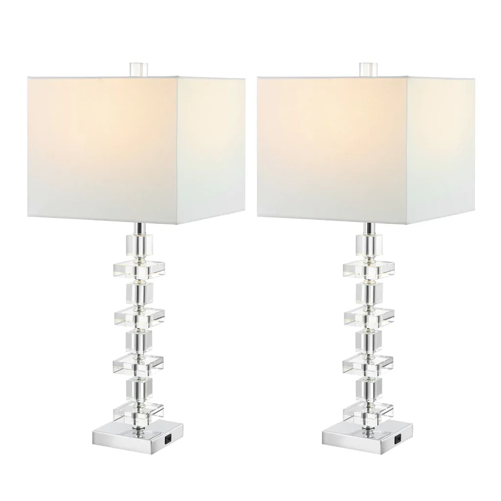 Safavieh Deco Crystal, 28.5 Inch, Crystal, Table Lamp Set Of 2 W/ Usb Port? Set Of 2 - Clear - Image 4