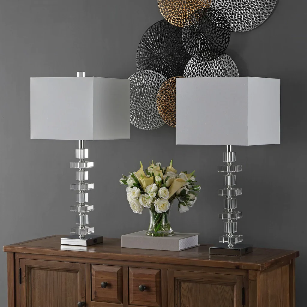 Safavieh Deco Crystal, 28.5 Inch, Crystal, Table Lamp Set Of 2 W/ Usb Port? Set Of 2 - Clear - Image 5