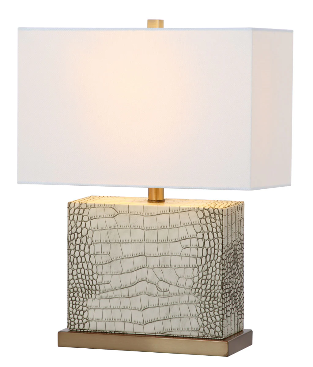 Safavieh Delia 20.5-Inch H Faux Alligator Table Lamp - Cream - Image 2