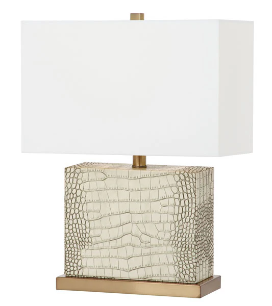 Safavieh Delia 20.5-Inch H Faux Alligator Table Lamp - Cream - Image 3