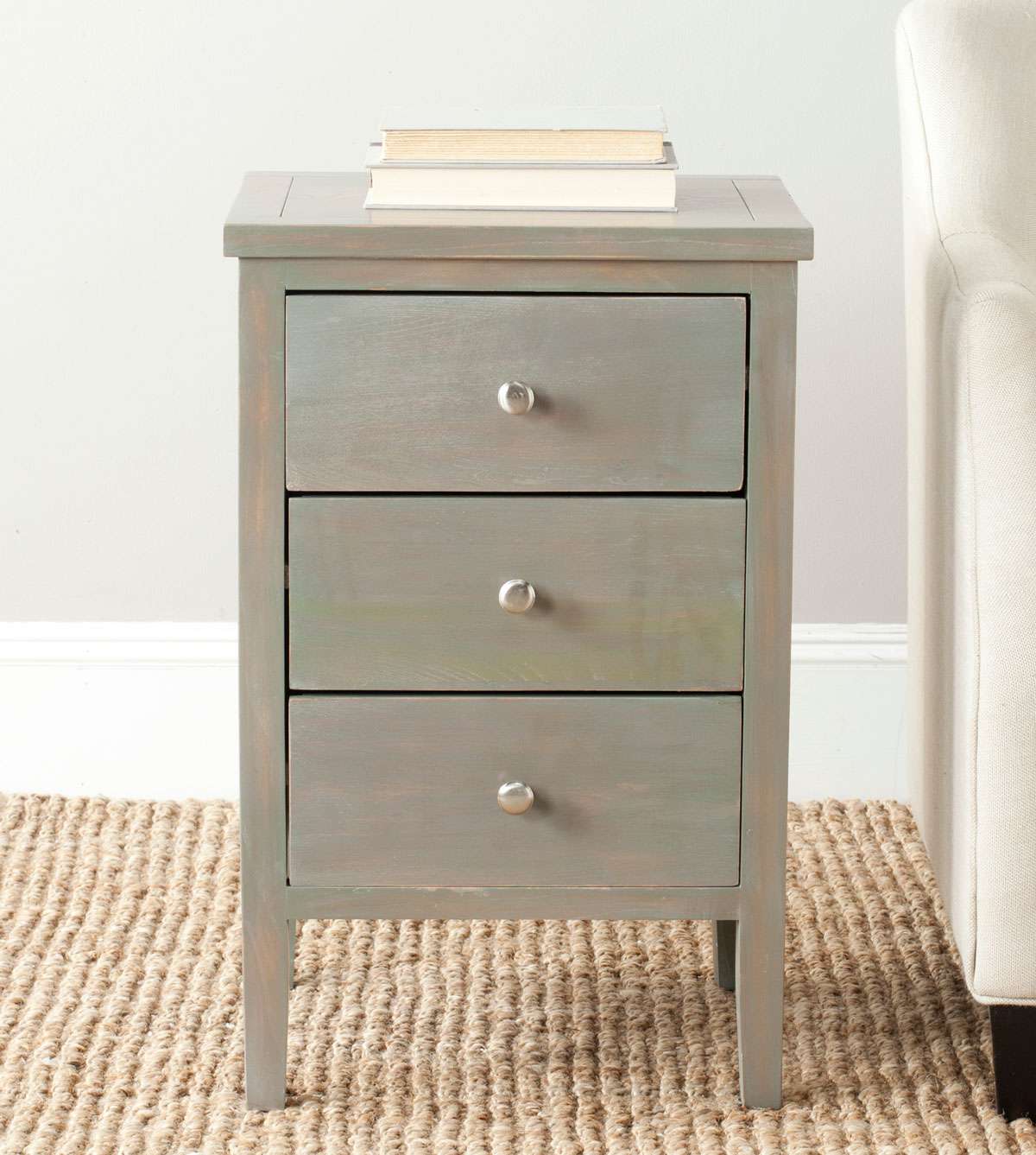 Safavieh Deniz Nightstand With Storage Drawers - Ash Gray - Image 3