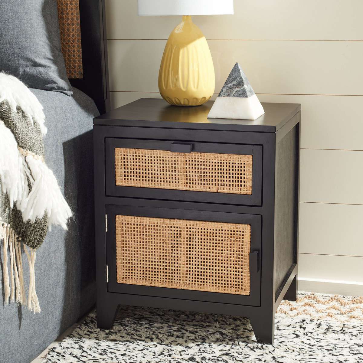 Safavieh Devon 1 Drawer 1 Door Nightstand - Black - Image 2