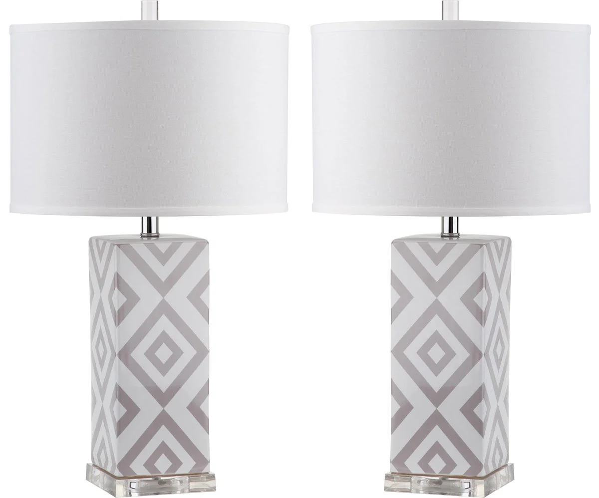 Safavieh Diamonds 27-Inch H Table Lamp Set Of 2 - Grey - Image 2