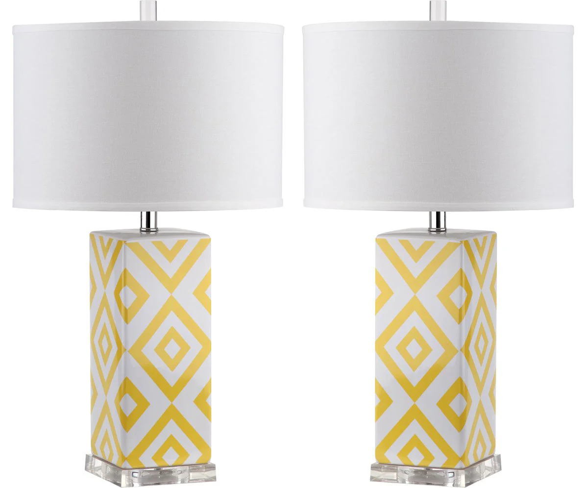 Safavieh Diamonds 27-Inch H Table Lamp Set Of 2 - Yellow - Image 2