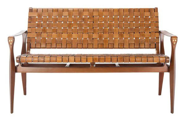 Safavieh Dilan Leather Loveseat - Brown - Image 2