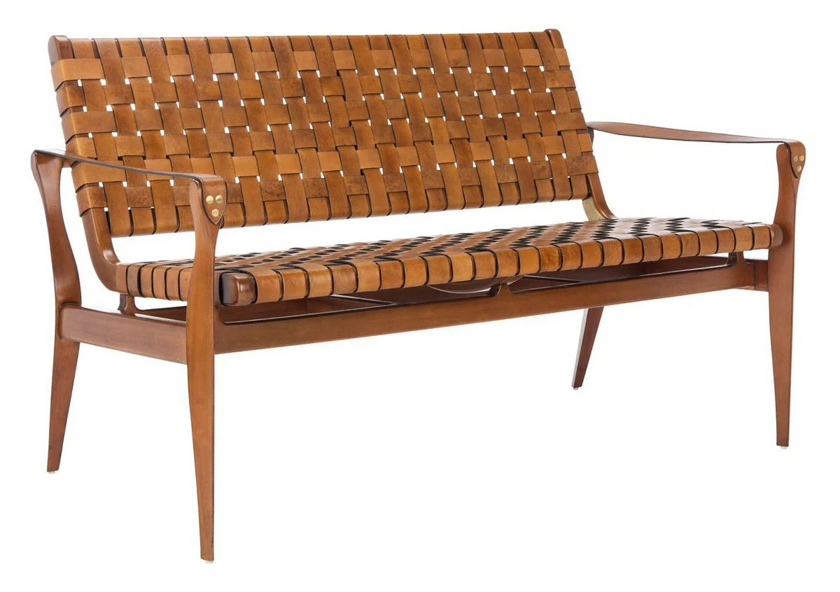Safavieh Dilan Leather Loveseat - Brown - Image 3