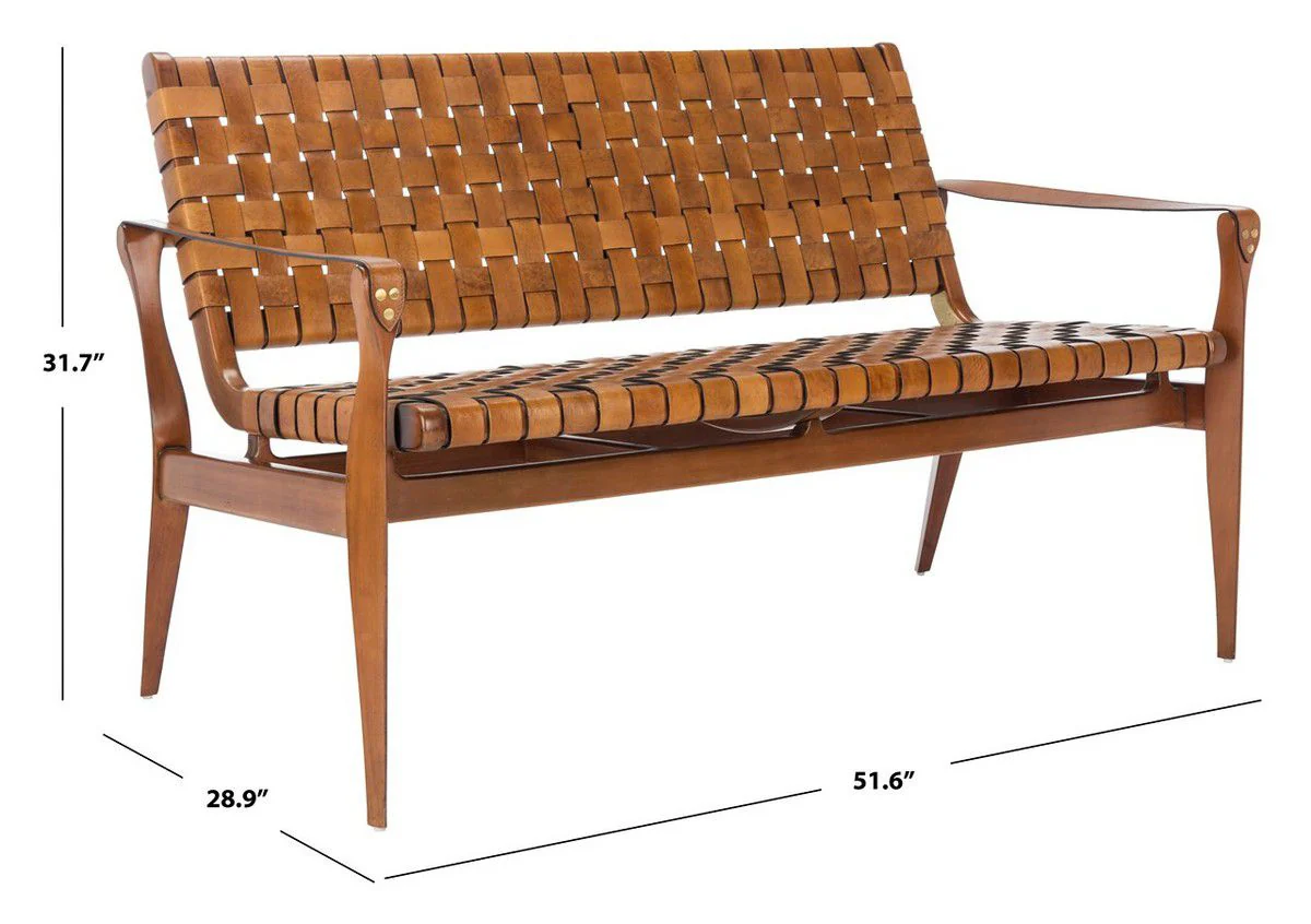 Safavieh Dilan Leather Loveseat - Brown - Image 5