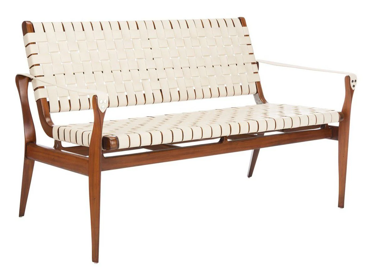 Safavieh Dilan Leather Loveseat - White - Image 3