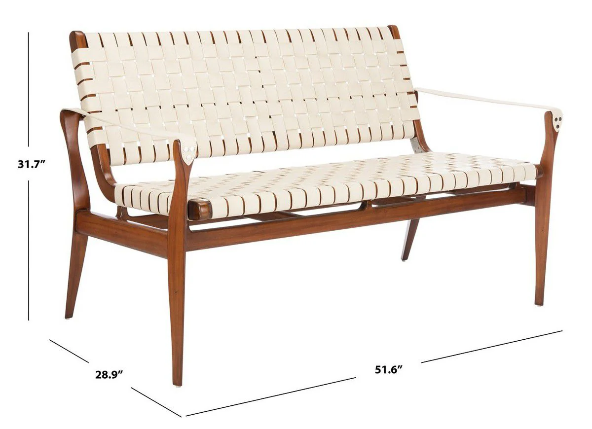 Safavieh Dilan Leather Loveseat - White - Image 4