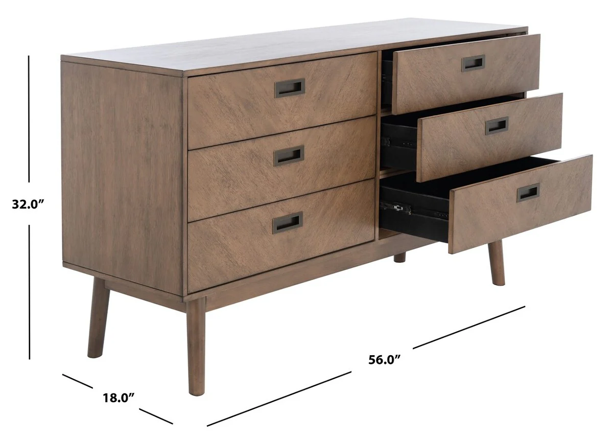 Safavieh Donald 6 Drawer Dresser - Wheat - Image 4