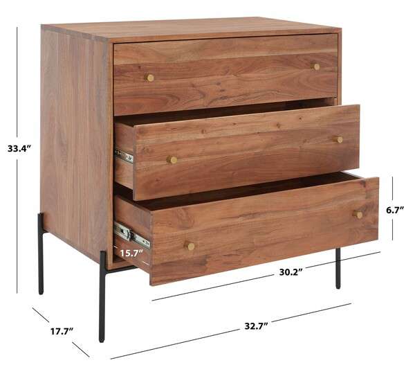 Safavieh Dowling 3 Drawer Chest - Brown - Image 3