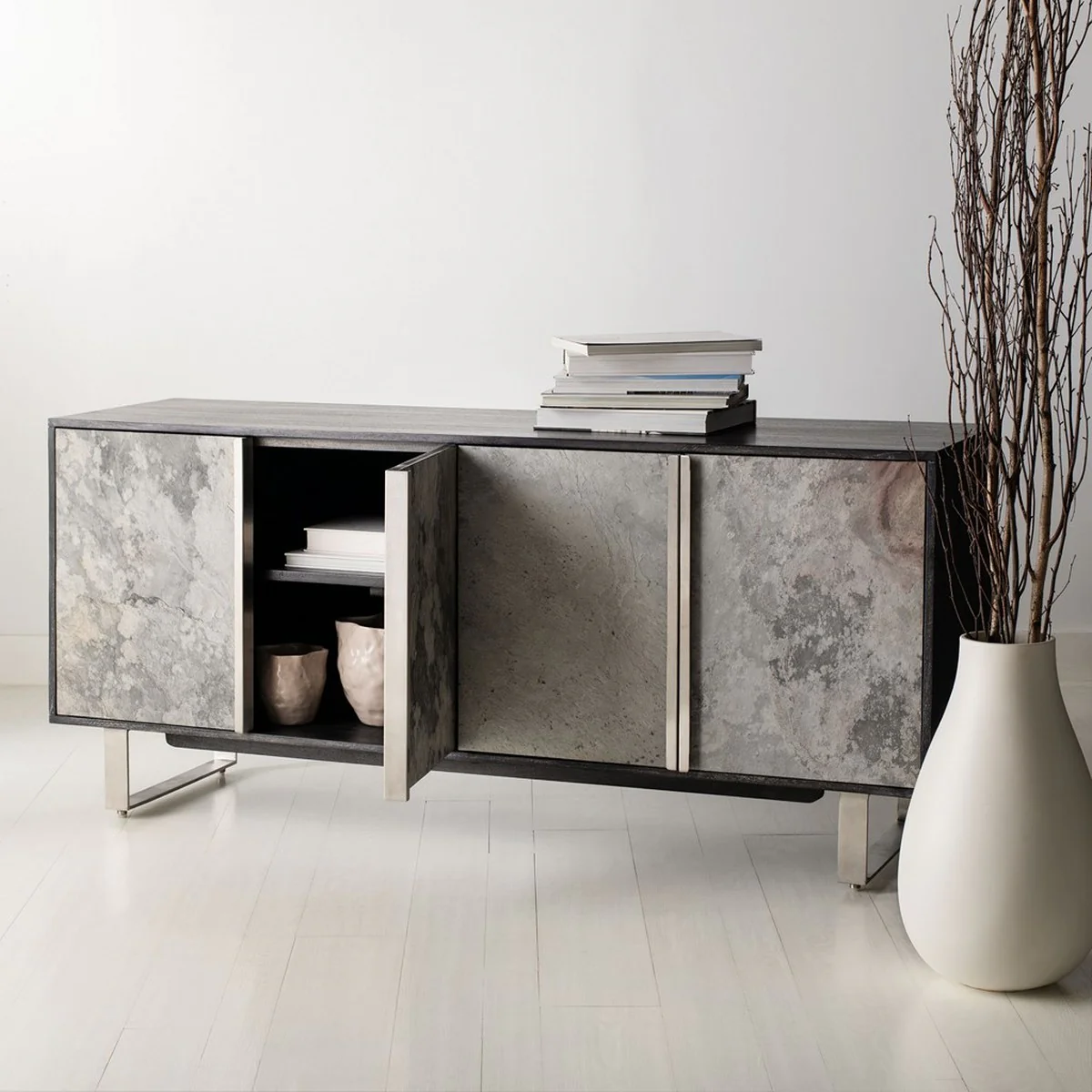 Safavieh Drake Slate 4 Door Sideboard - Black - Image 5
