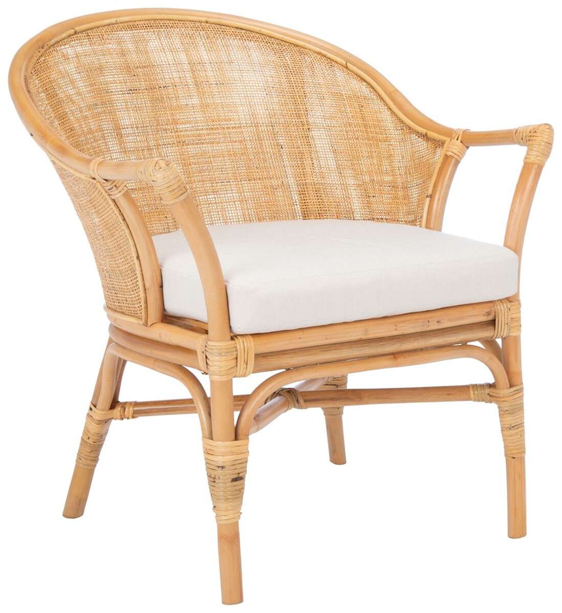 Safavieh Dustin Rattan Accent Chair W/ Cushion - Natural - Image 2