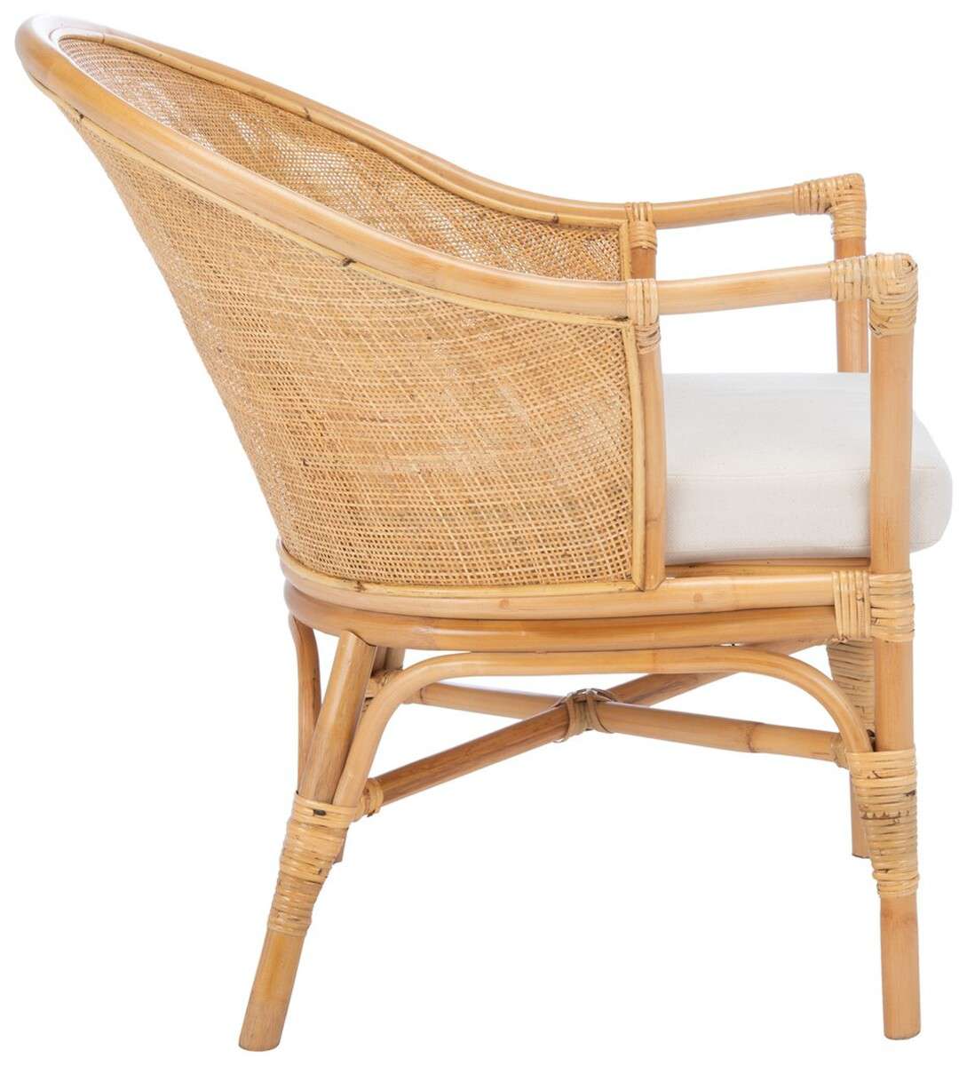 Safavieh Dustin Rattan Accent Chair W/ Cushion - Natural - Image 3
