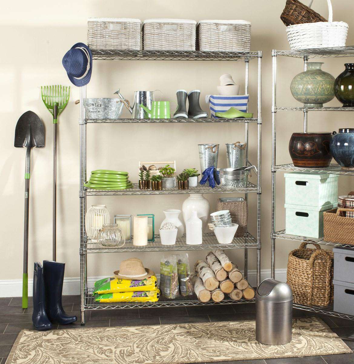 Safavieh Echo 5 Tier Heavy Duty Chrome Wire Shelve (47 In W X 18 In D X 75 In H) - Chrome - Image 2