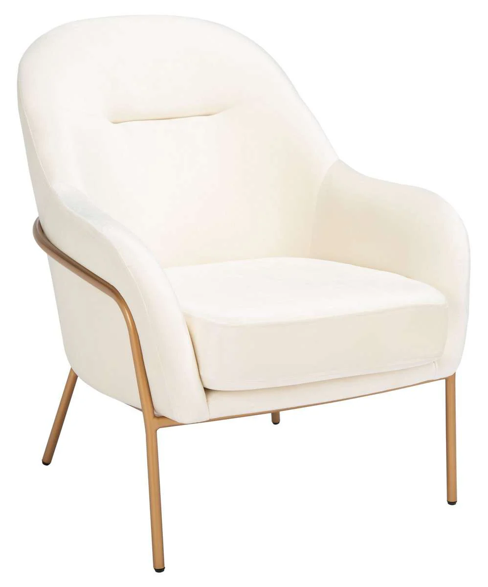 Safavieh Eleazer Velvet Accent Chair - Cream Velvet - Image 2