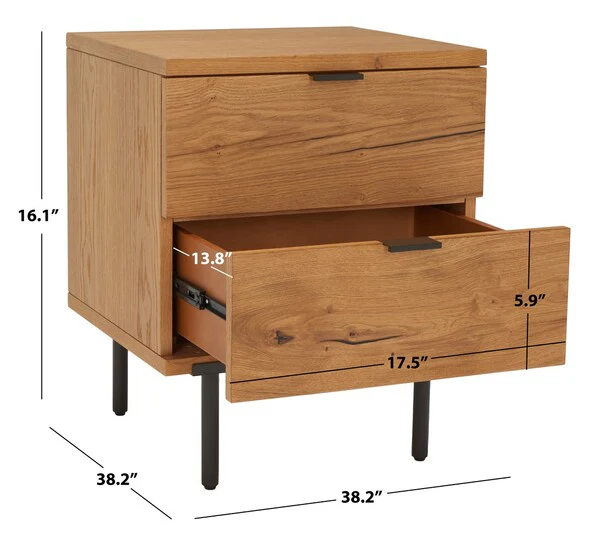 Safavieh Elizabella 2 Drawer Wood Night - Oak - Image 3